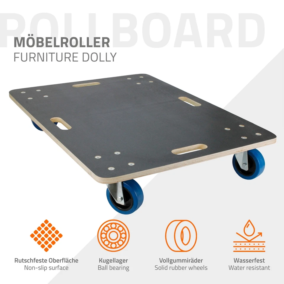 2x Carrelli da trasporto per mobili con 4 ruote 60x80 cm portata max. di 800 kg - Image 2 of 4