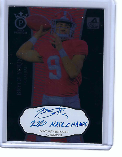 BRYCE YOUNG 2021 ONYX PREMIUM ON CARD ARC ROOKIE INSCRIPTION AUTO d 5 