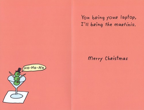 Funny CHRISTMAS Card, Shopping Together Laptop Martinis by Bella Greetings +✉ - Picture 2 of 4