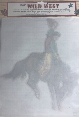 Vintage kariert Wild West Bucking Bronco 57742 Aufbügeln Transfer 1993 Made in USA - Bild 2 von 2