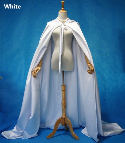 Wedding Cape Bridal Cloak Champagne White Ivory Satin Cape with Hood Handfasting - Picture 1 of 9