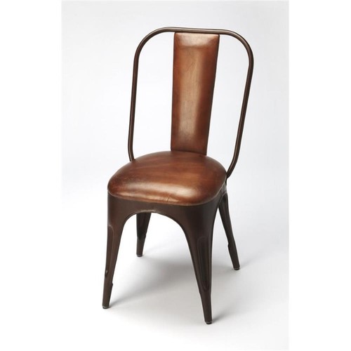 Home Square Industrial Chic Dining Chair in Brown - Set of 2 - Picture 2 of 3