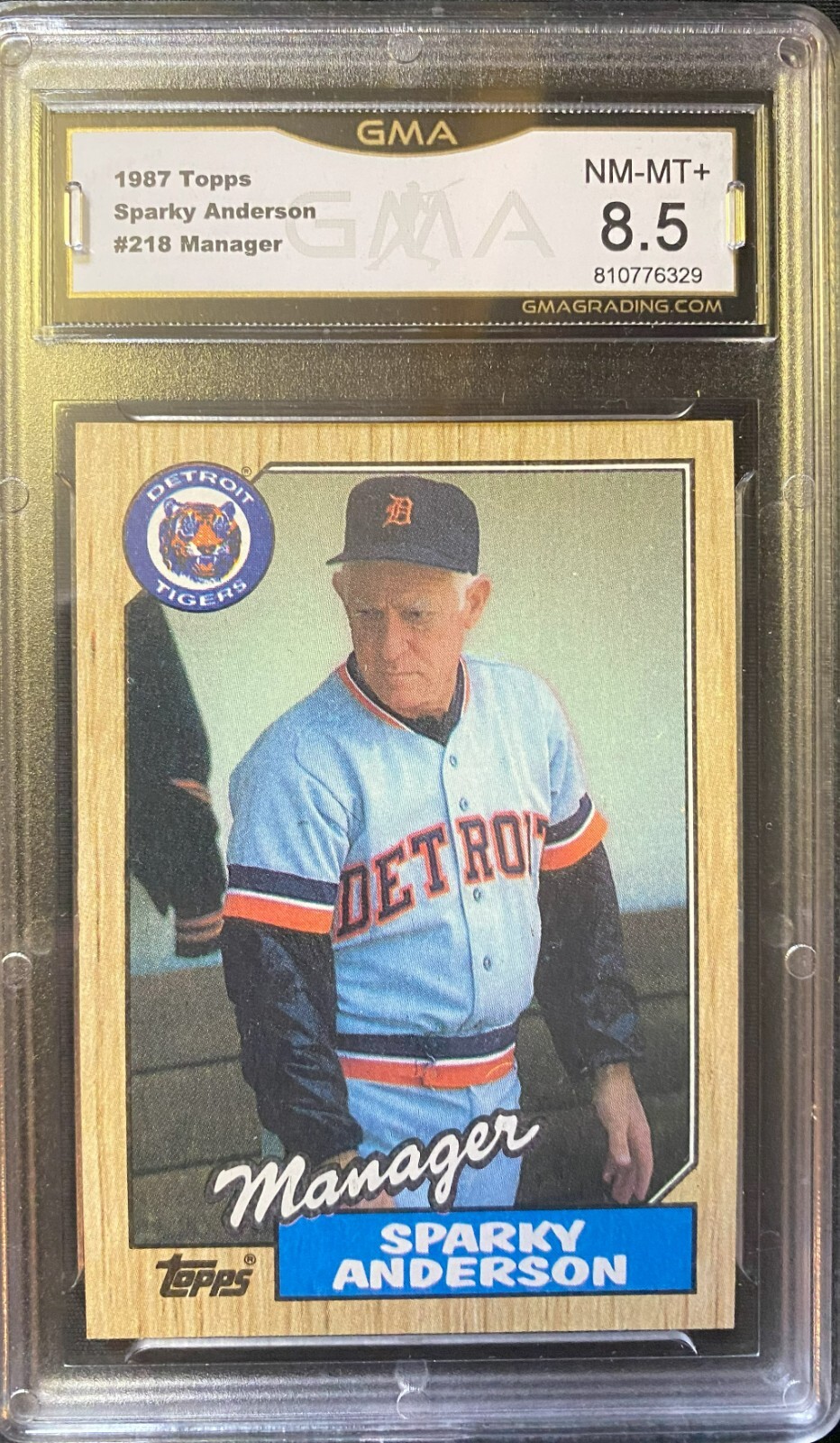 1987 Topps Sparky Anderson #218 - Detroit Tigers Mgr. - Graded by GMA NM-MT+ 8.5