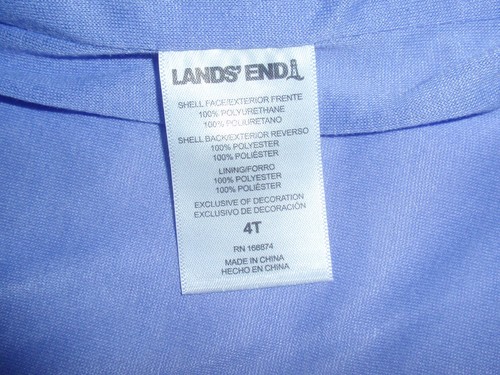 NWT Lands End Kids Rainslicker Rain Jacket Purple Water Resistant Lined Sz 4 - Picture 10 of 14