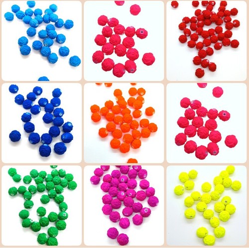 20-28pcs/bag  12mm rubber finished flower rose acrylic beads DIY Jewellery Craft - Picture 1 of 12