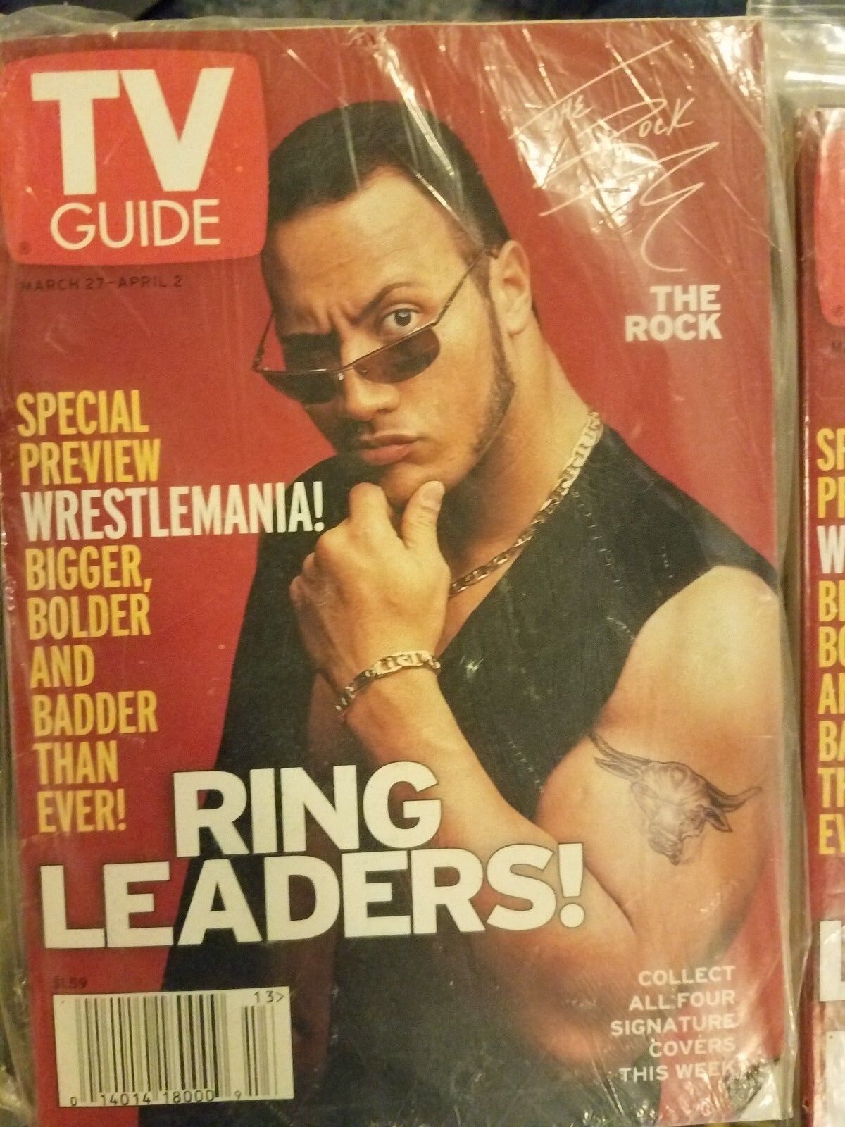 1999 Set of TV Guide Magazine Collectible Covers WWE WWF Sable The Rock  Mankind