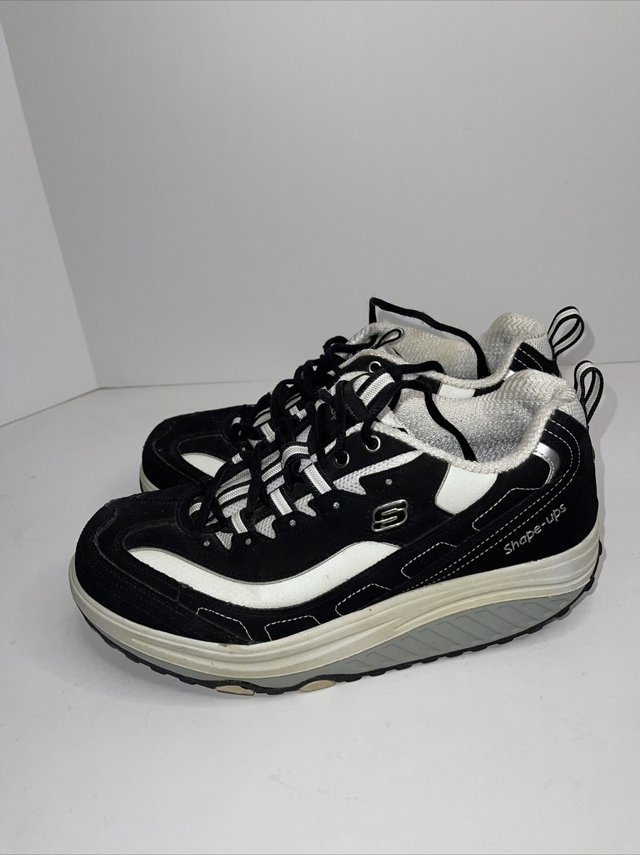 Skechers Shape Ups Toning Women s Walking Shoes SN 11809 Black White Size 9 eBay