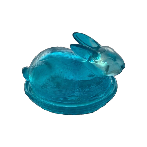 Light Blue Glass Bunny Rabbit on Nest-Elegant Decorative Figurine Perfect Gift - Picture 2 of 9