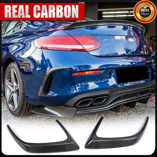 FOR MERCEDES-BENZ W205 C205 C63  2D 15-21 REAL CARBON REAR BUMPER VENTS FINS - Bild 1 von 14