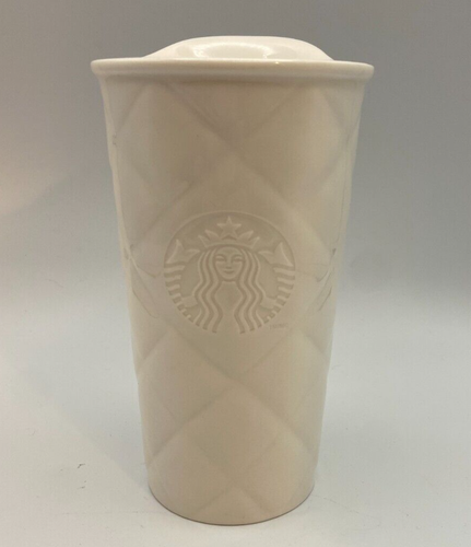 Taza de viaje Starbucks 2012 porcelana café té con tapa - Imagen 1 de 5