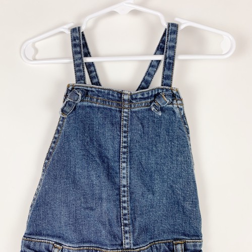 Tea Collection Skinny Strap Dark Wash Denim Overalls Size Girls 5 - Picture 4 of 8