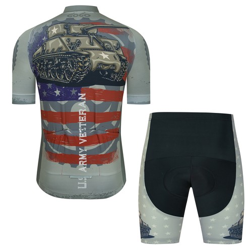 Radtrikot Set US Army Veteran Männer Fahrrad Kleidung Fahrrad Shirts Shorts - Bild 3 von 25