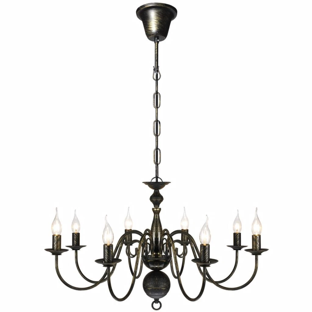8 Lights Black Metal Chandelier Vintage Style Living Room Pendant Ceiling Light