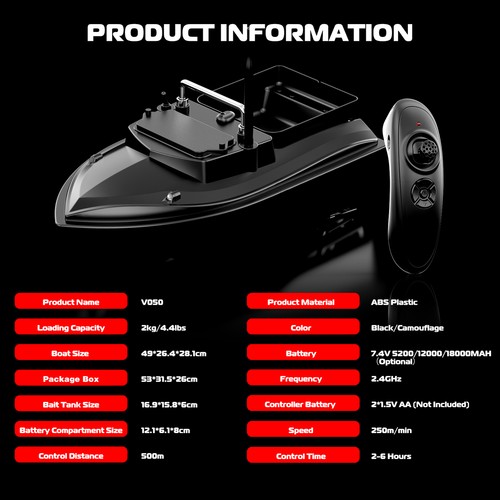 500m RC Futterboot Köderboot Baitboat Dual Motor Fischfinder Angelköderboot 2KG - Photo 9/14