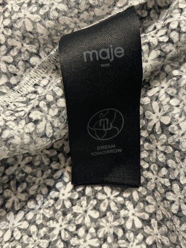 MAJE PARIS Minikleid XS verstellbare Träger EU 34 Blumen schwarz Party Freizeit - Bild 6 von 9