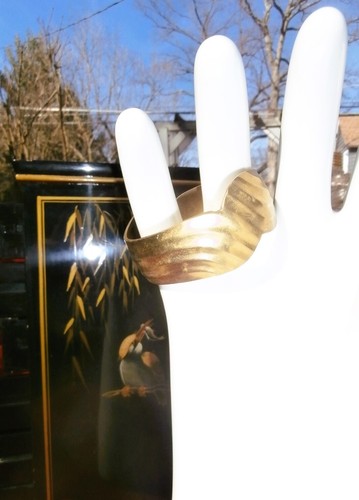 Brazalete Brazalete Estate Vintage Nuevo de Lote Antiguo Ondulado Exótico Latón Sólido Color Dorado para Mujer! "! - Imagen 4 de 10