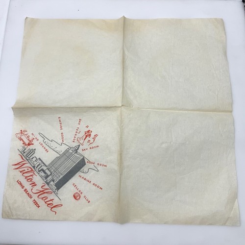 Vintage Cocktail Bar Paper Napkin California Long Beach CA WILTON HOTEL - Picture 5 of 5
