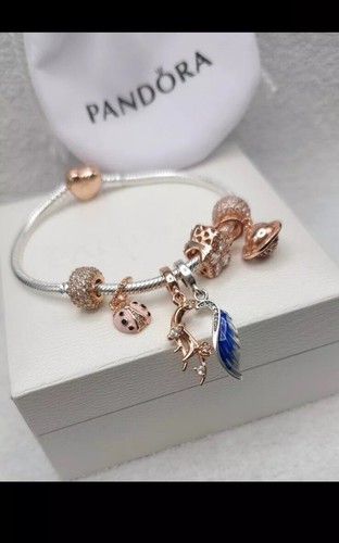 Pandora Charm Bracelet Heart Pandora Charms Rose Gold Silver - Picture 4 of 4