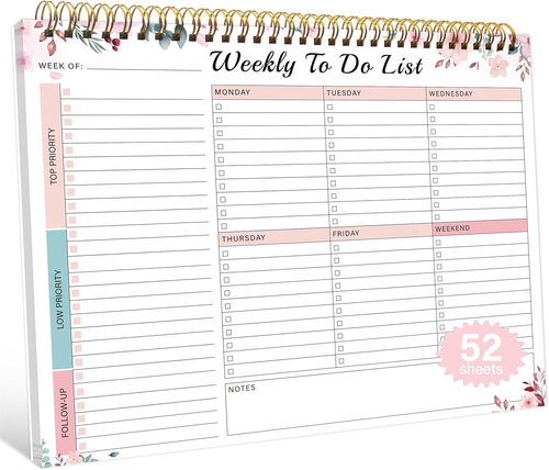 Weekly to Do List Notepad with 52 Undated Sheets(8.5"×11")- Undated Weekly Desk - Picture 10 of 12