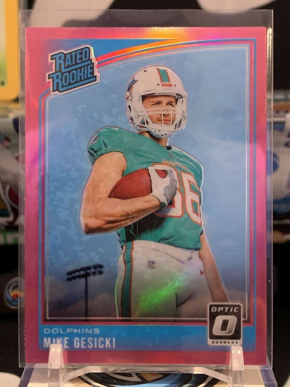 MIKE GESICKI #187 RC 2018 PANINI OPTIC DOLPHINS PINK RATED ROOKIE TZ 9N