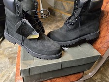 Timberland Black Solid Lace Up Boys Ankle Boots Round Toe Logo Accents