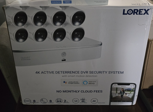 Lorex 4K Fusion 2TB NVR System with 8 Bullet Cameras and Window Sensors