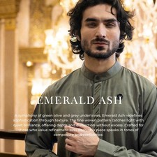 R26 LAWUNG Al-Ameer Adult Men's Thobe Modern Arabian Jubbah - Emerald Ash