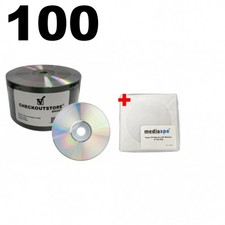 100 Grade A 52x CD-R 80min 700MB Shiny Silver (Shrink Wrap) & 100 Paper Sleeves