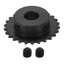 #25 Chain Roller Sprocket 14mm Bore, 26 Tooth with Set Screws, Black