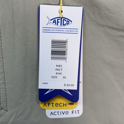 AFTCO Aftech Shorts Uomo 36 Active Fit Khaki Cargo Pesca Pinza Tasca. - Foto 8 di 14