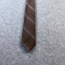 Barney's New York Men's Brown Striped Wool Silk Necktie Business Casual