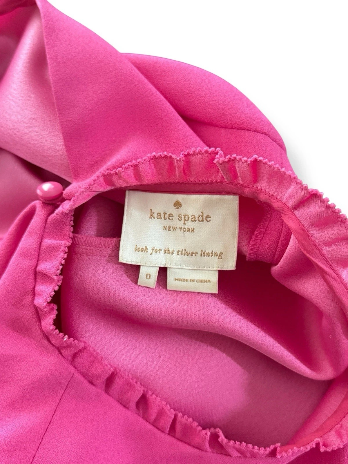 Abito Kate Spade grazioso rosa con colletto a volant e tubino mod taglia 0