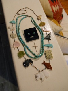 Nice Lot of Native American Jewelry Fetish Necklace Hopi Earrings More!