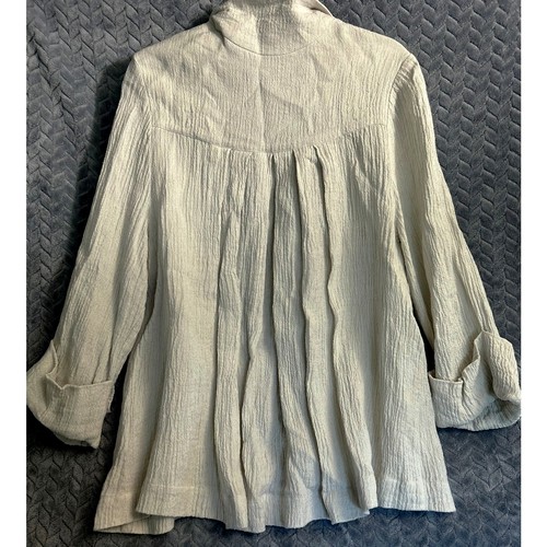 Eileen Fisher Womens Open Front Natural Linen Jacket Size S Lagenlook Boxy - Picture 2 of 4
