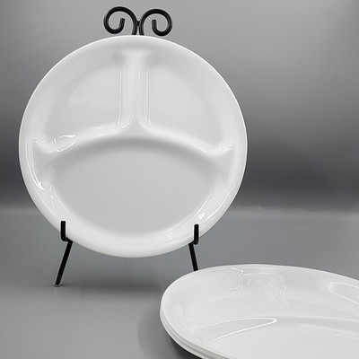 VTG Corelle by Corning White Divided 3-Section Dinner Plates 10.25'' Set of 4 USA