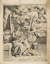 ETCHING ETCHING BULINO JUSTUS SADELER 1500 MADONNA WITH JESUS relic