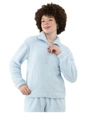 No Boundaries Women's Half Zip Plush Pullover with Pockets, Size Small 4-6 