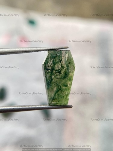 Piedra preciosa de corte de ataúd de ágata de musgo natural para diseños de joyas artísticas verdes terrosas - Imagen 7 de 10