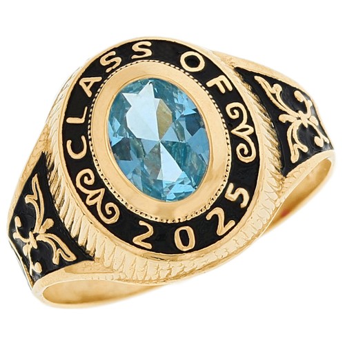 10k or 14k Gold Simulated March Birthstone CZ 2025 Class Graduation Ring - Picture 1 of 4