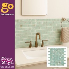 Green Brick Effect Mosaic Wall Tile Bathroom Splashback Glass Mosaic Tile 315mm