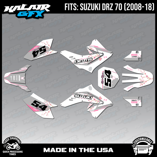 Graphics Decal Kit for Suzuki DRZ70 (2008-2018) Sakura Series - Pink - Picture 1 of 4