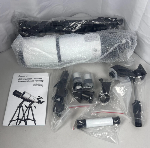 EACONN Telescope 80mm Aperture 600mm Refractor Adults Kids Astronomy - White - Picture 2 of 23