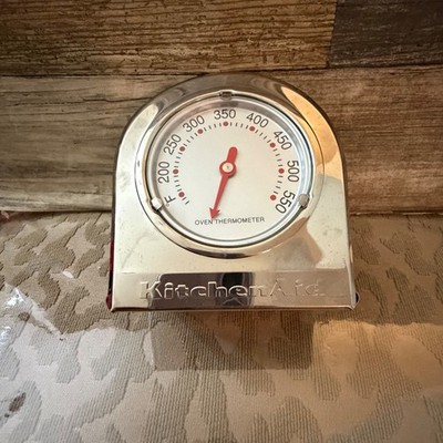 KitchenAid Stainless Steel Oven Thermometer Analog Dial Standing Hanging Silver