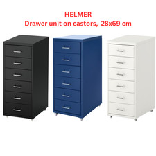 IKEA Helmer Metal 6 Drawer Home Office Filing Unit On Castors 28x69cm