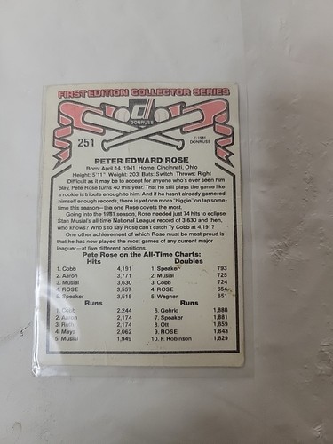 1981 Donruss Pete Rose 251 Philadelphia Phillies Baseballkarte - Bild 4 von 5