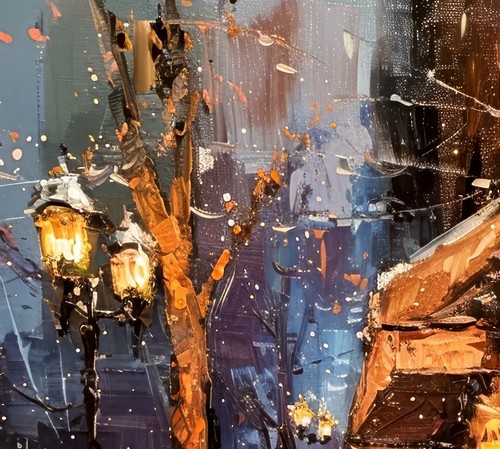 Enchanting Night Café Scene, Oil Painting Print 5"x7" on Matte Paper | Urban Art - Picture 10 of 16