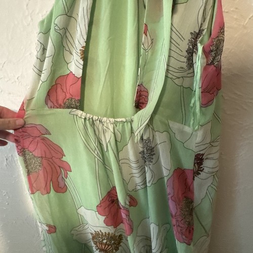 Express langes grünes geblümtes A-Linien Kleid Cutout Rücken Frühling Sommer - Damen S - Bild 9 von 9