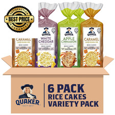 Quaker Large Rice Cakes, Gluten Free, 3 Flavor 6.18 Ounce Pack of 6 , Multi