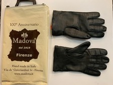 Mens Madova FIRENZE BLACK Leather Gloves Italy Sz 8 1/2 Large Cashmere Lined