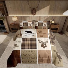 Rustic Cabin Deer Bedding Set Full Size Hunting Country Farmhouse Comforter C...